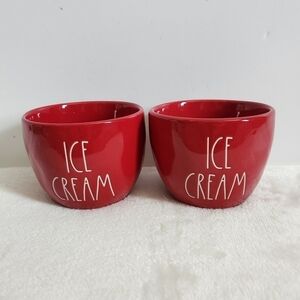 Rae Dunn Artisan Collection Deep Red White Ice Cream Bowls Set Of 2 14 Oz